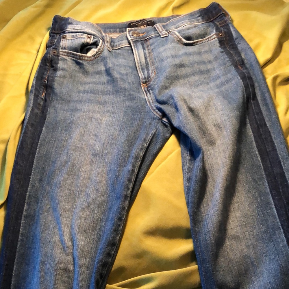 Banana 🍌 Republic Straight Ankle Jeans/ 26 or 2/tuxedo stripes down side/blue